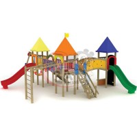 Üç Kuleli İki Kaydıraklı Oyun Parkuru