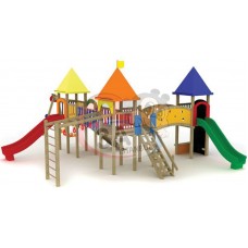 Üç Kuleli İki Kaydıraklı Oyun Parkuru