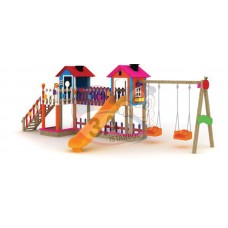 İki Kuleli Salıncaklı Aktivite Parkı Ahşap